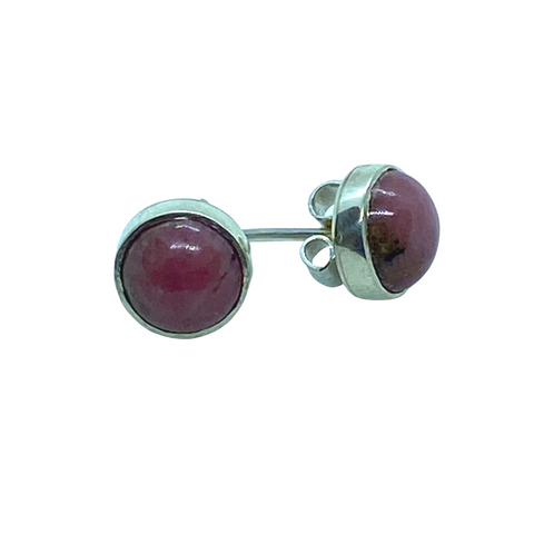 Sterling Silver Pink Jadeite Earrings (round studs)