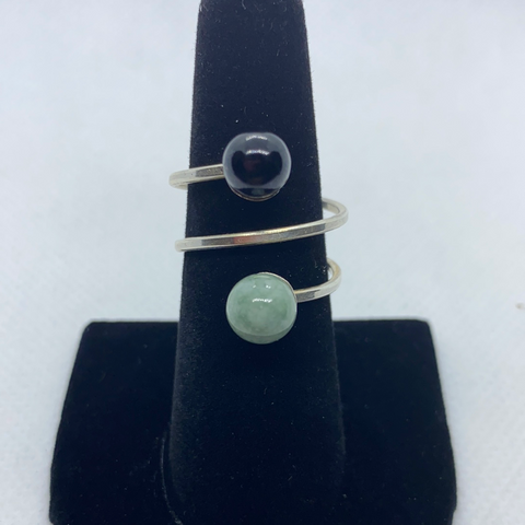 Sterling Silver Jadeite Ring SIZE 9.50-10.50