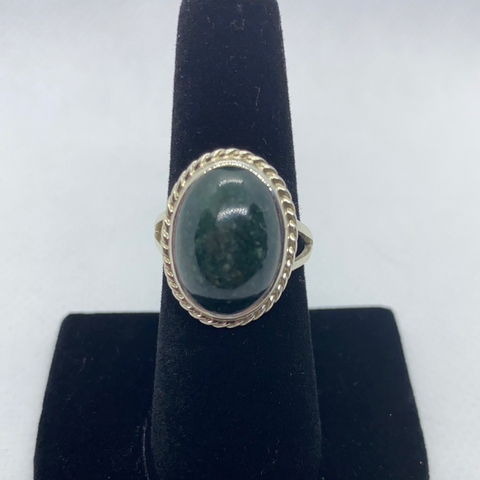 Sterling Silver Jadeite Ring SIZE 8.50