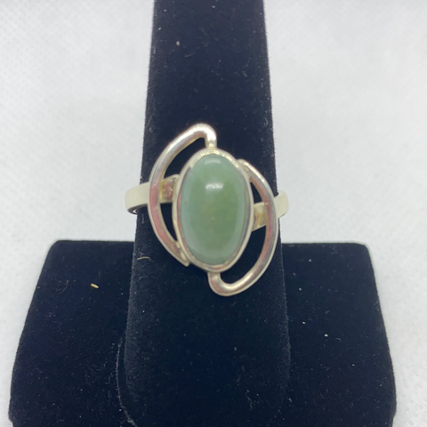 Sterling Silver Jadeite Ring SIZE 9.75