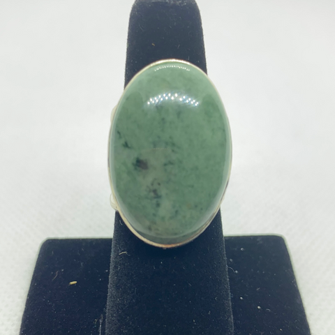 Sterling Silver Jadeite Ring SIZE 8